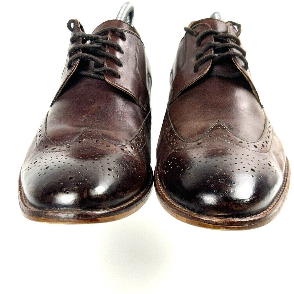 WARFIELD & GRAND Mens Size 10 Wingtip Brogue Oxford Dress Shoes Brown Leather - Picture 3 of 16